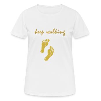 Keep walking - geh weiter in Gold - Women's Breathable T-Shirt - white - Front - AI Model Female 172 dark (172cm)