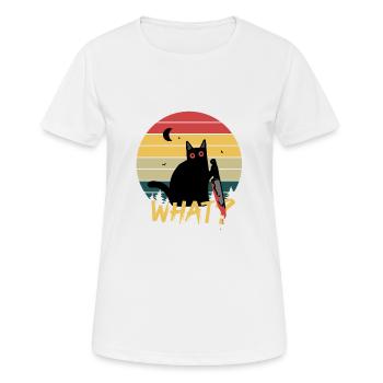 Drôle de chat tueur « Quoi? » - T-shirt respirant Femme - blanc - Devant - AI Model Female 172 dark (172cm)