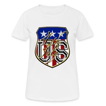 US 4th July - Frauen T-Shirt atmungsaktiv - Weiß - Vorne - AI Model Female 172 dark (172cm)