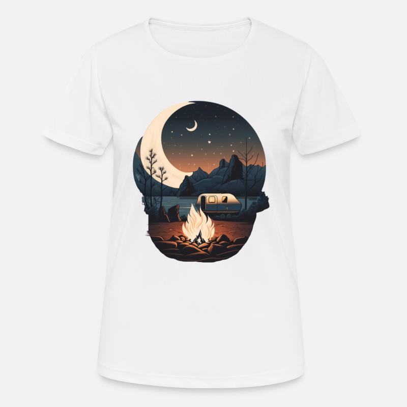 Camping by campfire and moonlight - Women's Breathable T-Shirt - white