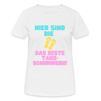 Hier sind die Flip-Flops das beste Tanzschuhwerk! - Frauen T-Shirt atmungsaktiv - Weiß - Vorne - AI Model Female 172 dark (172cm)