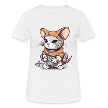Die Katze, die als Maus verkleidet ist - Frauen T-Shirt atmungsaktiv - Weiß - Vorne - AI Model Female 172 dark (172cm)