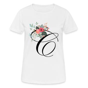 Lettre c fleuris - T-shirt respirant Femme - blanc - Devant - AI Model Female 172 dark (172cm)