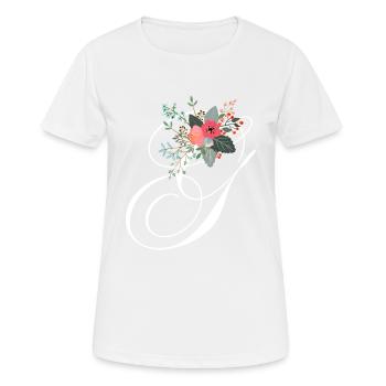 Buchstabe g blumig - Frauen T-Shirt atmungsaktiv - Weiß - Vorne - AI Model Female 172 dark (172cm)