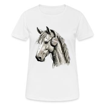 Cork le cheval audiophile - T-shirt respirant Femme - blanc - Devant - AI Model Female 172 dark (172cm)