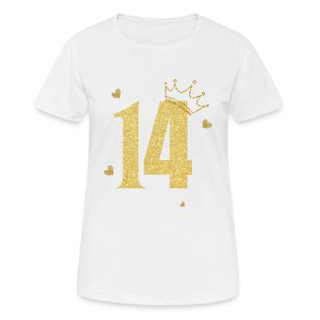 14th Anniversary Golden Crown - Women's Breathable T-Shirt - white - Front - AI Model Female 172 dark (172cm)