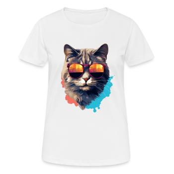 Urban Purrfection : du chat | Amoureux des chats - T-shirt respirant Femme - blanc - Devant - AI Model Female 172 dark (172cm)