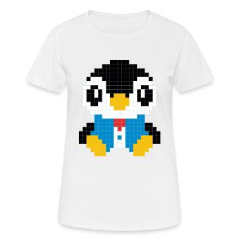 Un pingouin en costume pixélisé - T-shirt respirant Femme - blanc - Devant - AI Model Female 172 dark (172cm)