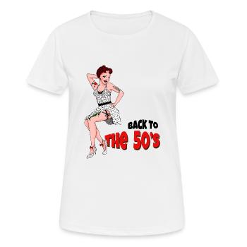 Zurück zu den 50er Jahren Pin-ups - Frauen T-Shirt atmungsaktiv - Weiß - Vorne - AI Model Female 172 dark (172cm)