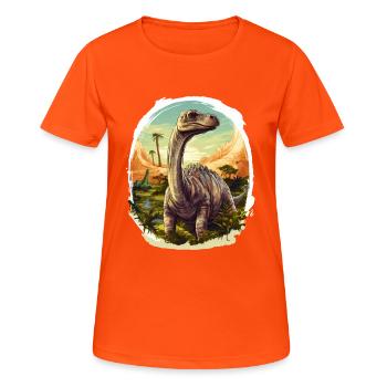 Brontosaurus - Bronto V3 - Frauen T-Shirt atmungsaktiv - Neonorange - Vorne - AI Model Female 172 dark (172cm)