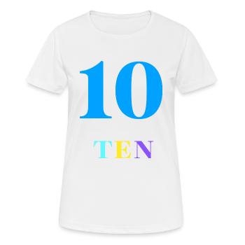 Zehn-10-jähriges Jubiläum - Frauen T-Shirt atmungsaktiv - Weiß - Vorne - AI Model Female 172 dark (172cm)