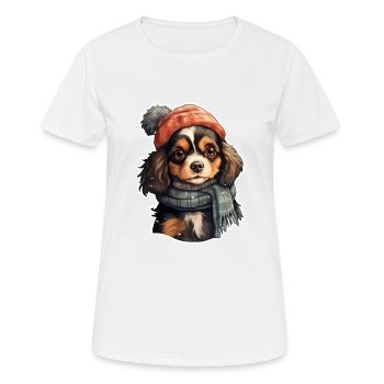 Animals in winter doggy with hat - Women's Breathable T-Shirt - white - Front - AI Model Female 172 dark (172cm)