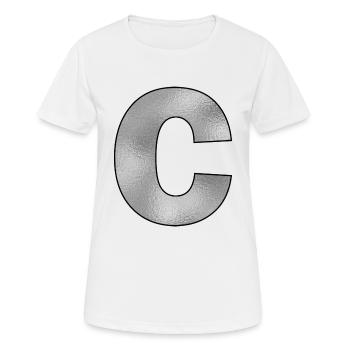 Lettre C Argent - T-shirt respirant Femme - blanc - Devant - AI Model Female 172 dark (172cm)