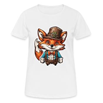 Lederhosen / Animal / Traditional costume / Tradition / Fox - Women's Breathable T-Shirt - white - Front - AI Model Female 172 dark (172cm)
