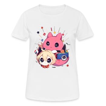 Teenage Animal Dinosaur Monster Hamster Pink Head - Women's Breathable T-Shirt - white - Front - AI Model Female 172 dark (172cm)