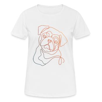 BUNTER LINEARER MOPS - Frauen T-Shirt atmungsaktiv - Weiß - Vorne - AI Model Female 172 dark (172cm)