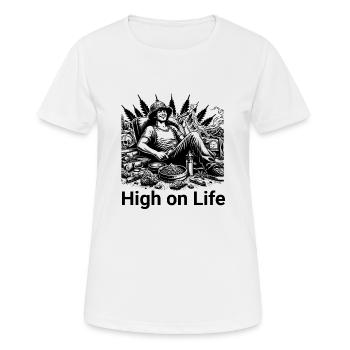 High on Life - Frauen T-Shirt atmungsaktiv - Weiß - Vorne - AI Model Female 172 dark (172cm)