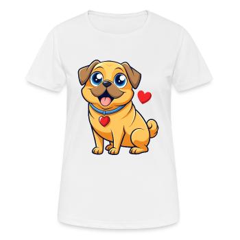 Liebevolle Puggle Digitale Kunst - Frauen T-Shirt atmungsaktiv - Weiß - Vorne - AI Model Female 172 dark (172cm)
