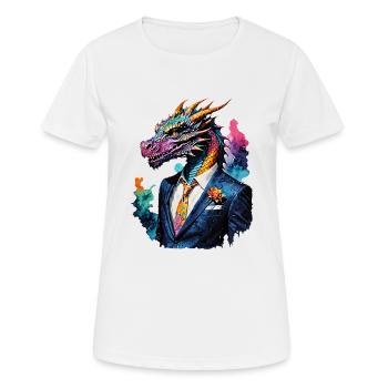Drache im Anzug - Frauen T-Shirt atmungsaktiv - Weiß - Vorne - AI Model Female 172 dark (172cm)