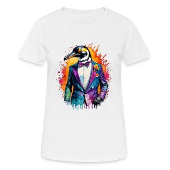Pinguin im Anzug - Frauen T-Shirt atmungsaktiv - Weiß - Vorne - AI Model Female 172 dark (172cm)