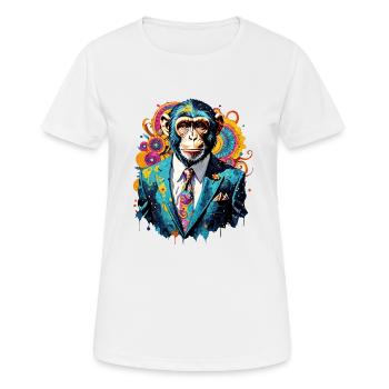 Affe im Anzug - Frauen T-Shirt atmungsaktiv - Weiß - Vorne - AI Model Female 172 dark (172cm)