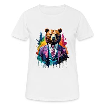 Bär im Anzug - Frauen T-Shirt atmungsaktiv - Weiß - Vorne - AI Model Female 172 dark (172cm)