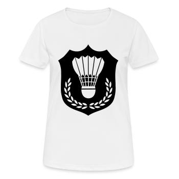 badminton wappen - Frauen T-Shirt atmungsaktiv - Weiß - Vorne - AI Model Female 172 dark (172cm)