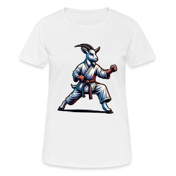 Karate-Ziege in Action – Dynamischer Kampfgeist - Frauen T-Shirt atmungsaktiv - Weiß - Vorne - AI Model Female 172 dark (172cm)