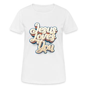 Jésus t’aime - T-shirt respirant Femme - blanc - Devant - AI Model Female 172 dark (172cm)