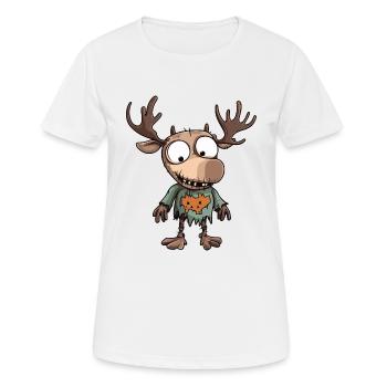 Elch Halloween Lustig Zombie - Frauen T-Shirt atmungsaktiv - Weiß - Vorne - AI Model Female 172 dark (172cm)