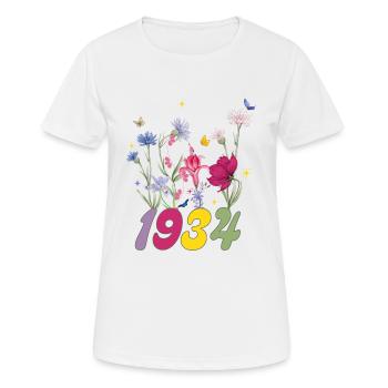 Geburtsjahr 1934 Wildblumen - Frauen T-Shirt atmungsaktiv - Weiß - Vorne - AI Model Female 172 dark (172cm)