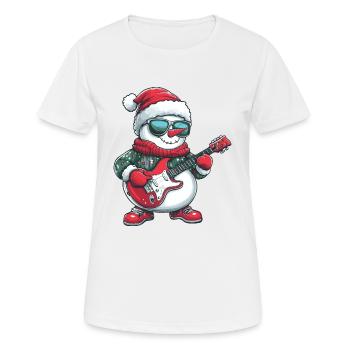 Snowman Christmas Rocker Guitar - Women's Breathable T-Shirt - white - Front - AI Model Female 172 dark (172cm)