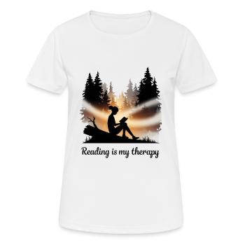 La lecture est ma thérapie – Livres et relaxation - T-shirt respirant Femme - blanc - Devant - AI Model Female 172 dark (172cm)
