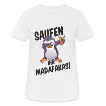 Dabbing Pinguin saufen Trinkspruch - Frauen T-Shirt atmungsaktiv - Weiß - Vorne - AI Model Female 172 dark (172cm)
