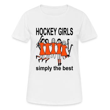 Hockey Girls - Ladies Shirt - Organic - Frauen T-Shirt atmungsaktiv - Weiß - Vorne - AI Model Female 172 dark (172cm)