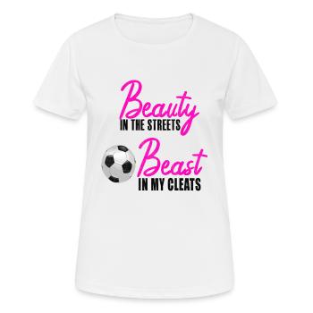 Fussball Maedchen Fußball Spruch - Frauen T-Shirt atmungsaktiv - Weiß - Vorne - AI Model Female 172 dark (172cm)