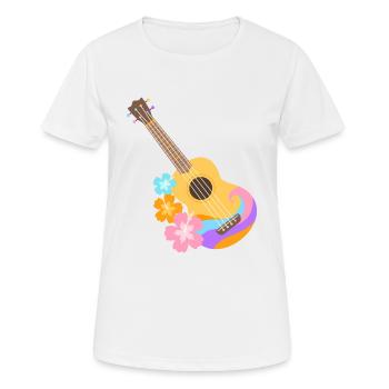 Ukulélé coloré motif vague avec fleurs d'Hibiscus - T-shirt respirant Femme - blanc - Devant - AI Model Female 172 dark (172cm)