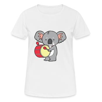 Koala - mit Trommel - Frauen T-Shirt atmungsaktiv - Weiß - Vorne - AI Model Female 172 dark (172cm)