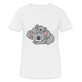 Koala - maman avec enfant - T-shirt respirant Femme - blanc - Devant - AI Model Female 172 dark (172cm)