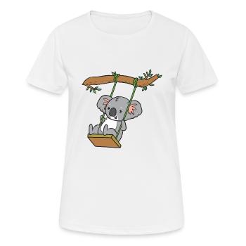 Koala - auf Schaukel - Frauen T-Shirt atmungsaktiv - Weiß - Vorne - AI Model Female 172 dark (172cm)