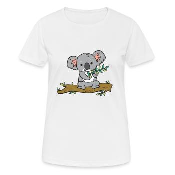 Koala - avec eucalyptus sur arbre - T-shirt respirant Femme - blanc - Devant - AI Model Female 172 dark (172cm)