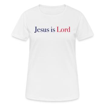 Jesus is Lord - Women's Breathable T-Shirt - white - Front - AI Model Female 172 dark (172cm)