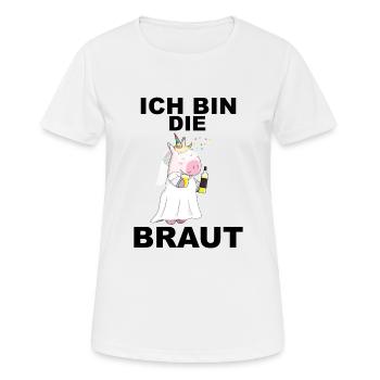 Ich bin die Braut - Frauen T-Shirt atmungsaktiv - Weiß - Vorne - AI Model Female 172 dark (172cm)