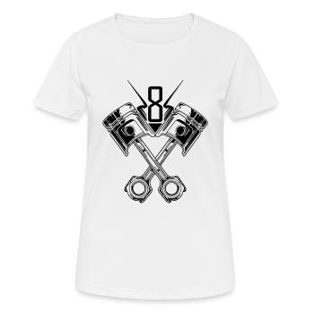 Moteur V8, Muscle Car, Amateurs de voitures, Tuning - T-shirt respirant Femme - blanc - Devant - AI Model Female 172 dark (172cm)