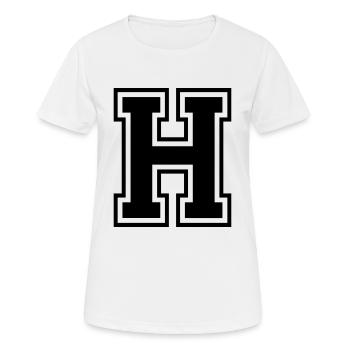 Lettre H Équipe Foot baseball basket université - T-shirt respirant Femme - blanc - Devant - AI Model Female 172 dark (172cm)