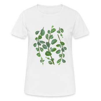 Ornement de branches d’eucalyptus vert - T-shirt respirant Femme - blanc - Devant - AI Model Female 172 dark (172cm)