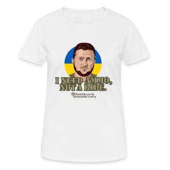 Ukraine Selenskyj Zitat Ammo - Frauen T-Shirt atmungsaktiv - Weiß - Vorne - AI Model Female 172 dark (172cm)
