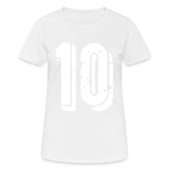 Maillot à 10 chiffres - T-shirt respirant Femme - blanc - Devant - AI Model Female 172 dark (172cm)