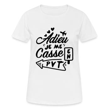 Adieu, je me casse en PVT - Pvtiste - T-shirt respirant Femme - blanc - Devant - AI Model Female 172 dark (172cm)