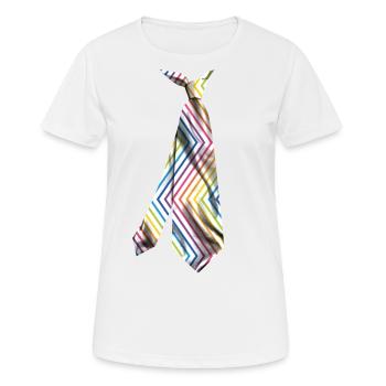 t-shirt cravate imprimée colorée bunte Krawatte - T-shirt respirant Femme - blanc - Devant - AI Model Female 172 dark (172cm)